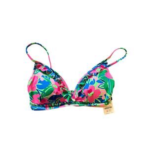 J.Crew Factory Printed French Bikini Top w/ Ruffles – Multicolor Floral – XS NWT
